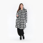  Ballonmantel von AKH Fashion aus Polyester, 1386.06660, Schwarz-Weiss, Hahnentritt