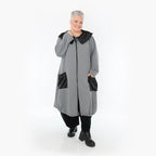  A-Form Mantel von AKH Fashion aus Materialmix, 1393.07004, Grau-Schwarz, Schick, Modern
