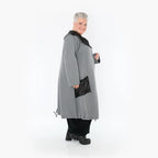  A-Form Mantel von AKH Fashion aus Materialmix, 1393.07004, Grau-Schwarz, Schick, Modern