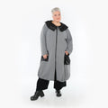  A-Form Mantel von AKH Fashion aus Materialmix, 1393.07004, Grau-Schwarz, Schick, Modern