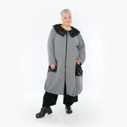  A-Form Mantel von AKH Fashion aus Materialmix, 1393.07004, Grau-Schwarz, Schick, Modern