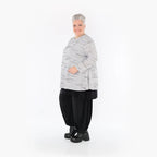  AKH Fashion Shirt in Glocken-Form, aus Baumwolle, 1402.01892, Grau-Schwarz, Meliert