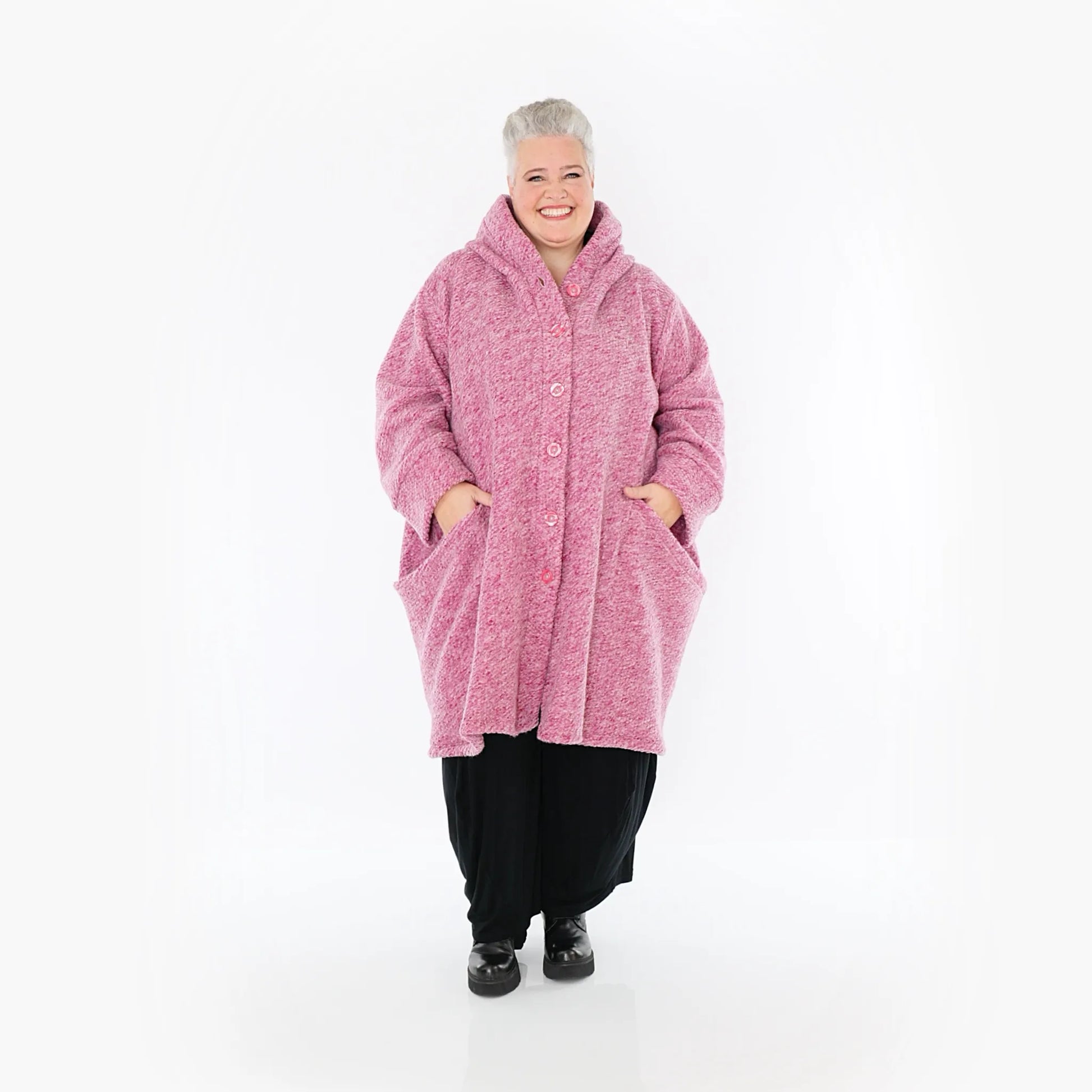  Ballonjacke von AKH Fashion aus Materialmix, 1408.06690, Rosa, Meliert, Schick, Modern