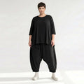 Ausgefallene Harem Hose im legeren Lagenlook mit luxuriös weich fließendem Slinky Material, Schwarz
