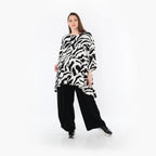  A-Form Bigshirt von AKH Fashion aus Rayon, 1486.00593, Weiß/Schwarz, Zebra, Ausgefallen