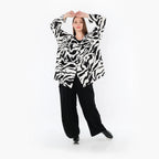  A-Form Jacke von AKH Fashion aus Rayon, 1486.06070, Weiß/Schwarz, Zebra, Ausgefallen