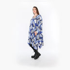  A-Form Bigshirt von AKH Fashion aus Materialmix, 1511.07108, Blau/Weiß/Marine, Abstrakt