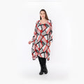  A-Form Bigshirt von AKH Fashion aus Materialmix, 1511.07108, Rot/Weiß/Schwarz, Abstrakt