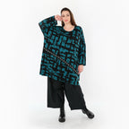 A-Form Bigshirt von AKH Fashion aus Viskose, 1519.07126, Petrol/Schwarz, Pinselstrich, Schick
