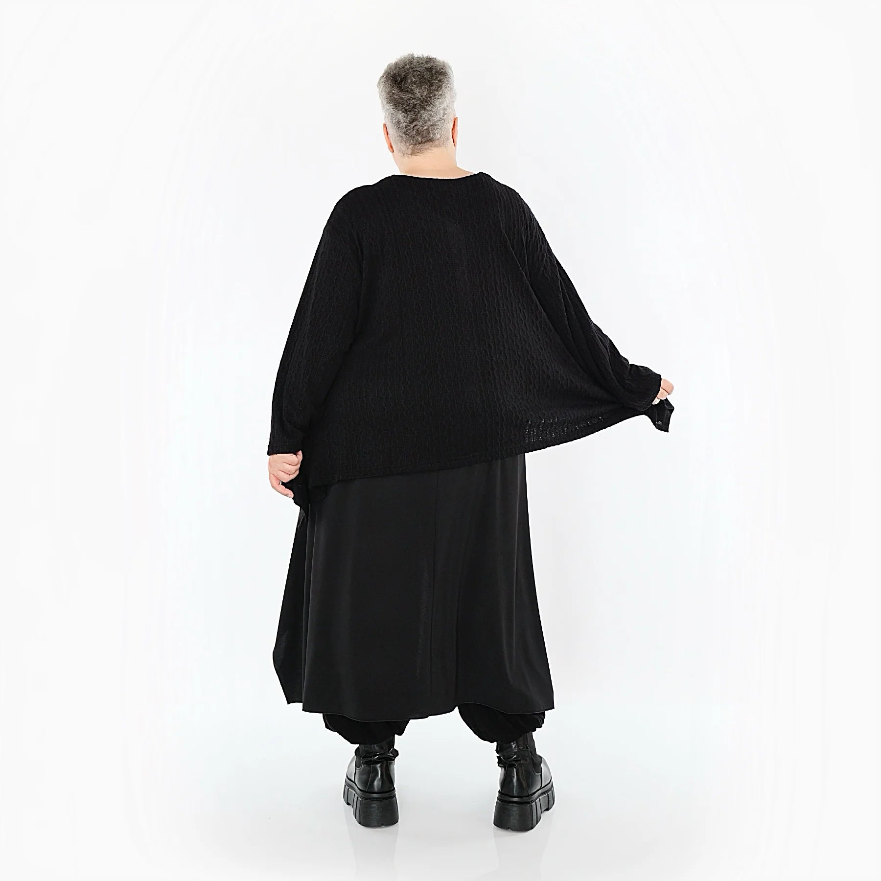 A-Form Jacke von AKH Fashion aus Materialmix, 1532.00118, Schwarz, Wellen, Ausgefallen
