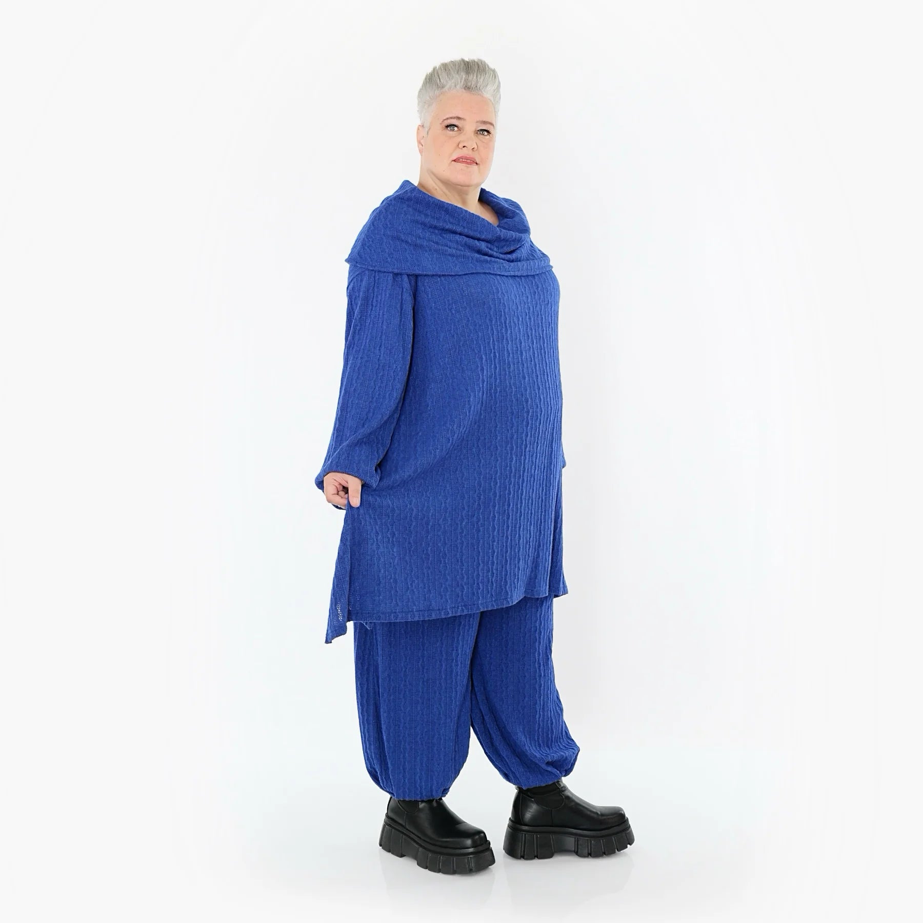 A-Form Bigshirt von AKH Fashion aus Materialmix, 1532.07145, Royalblau, Wellen, Ausgefallen