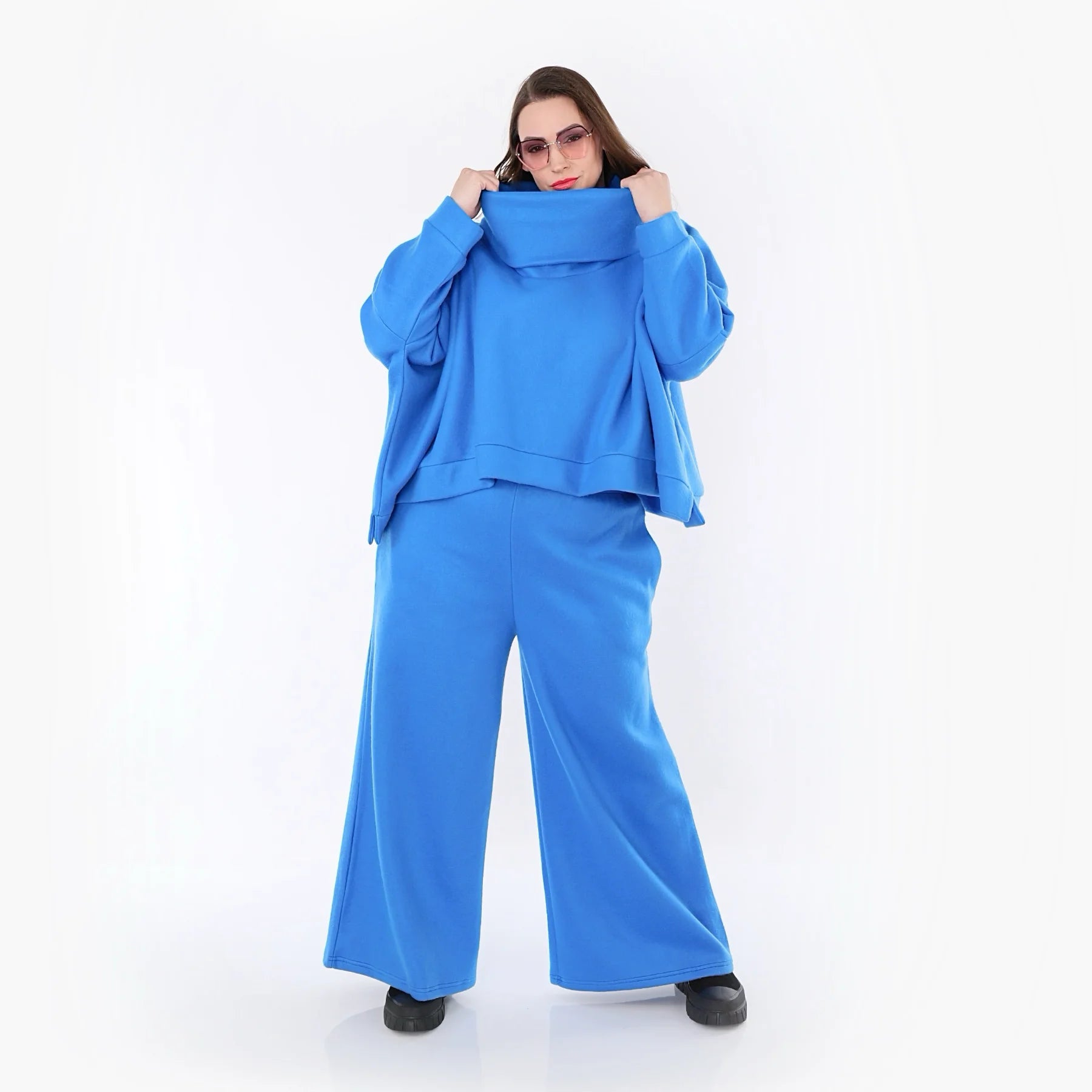 Palazzo Hose von AKH Fashion aus Baumwolle, 1547.06937, Blau, Ausgefallen, Zeitlos, Schick
