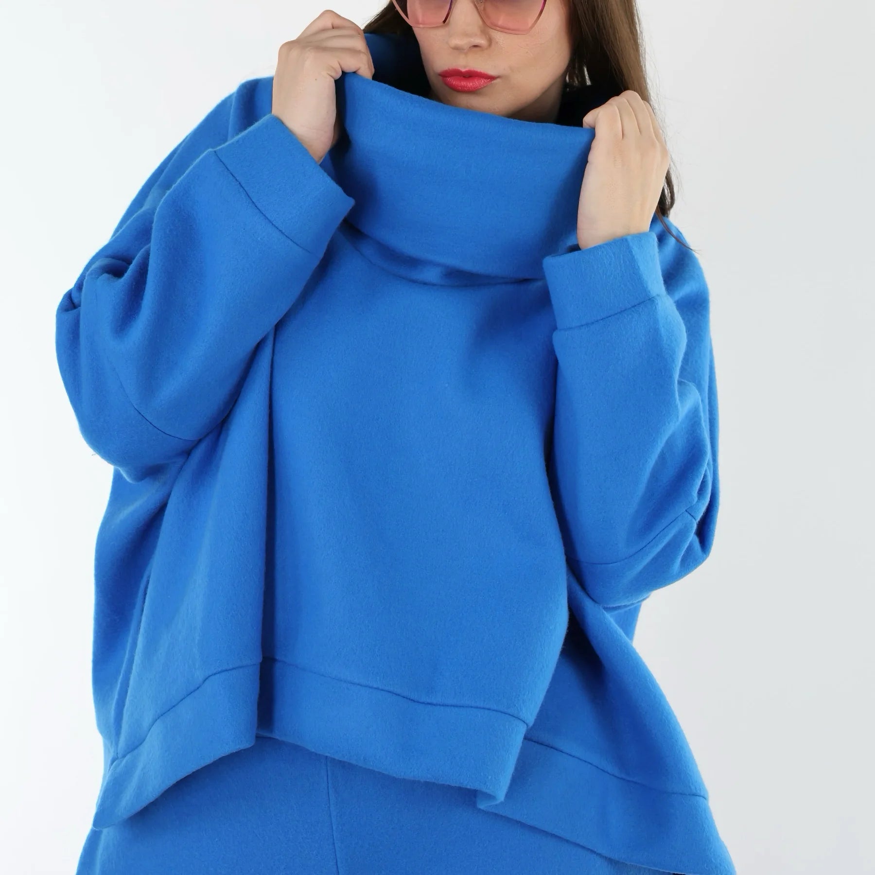 AKH Fashion Überwurf in kastiger Form, aus Baumwolle, 1547.7011R, Blau, Ausgefallen