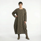 Ballonkleid von AKH Fashion aus Polyester, 1562.01926, Sand/Schwarz, Kariert, Ausgefallen