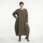  Ballonkleid von AKH Fashion aus Polyester, 1562.01926, Sand/Schwarz, Kariert, Ausgefallen