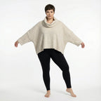  AKH Fashion Bigshirt in kastiger Form, aus Materialmix, 1569.03019, Beige/Weiß, Streifen