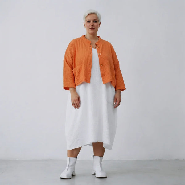 AKH Fashion Jacke in kastiger Form, aus Baumwolle, 1573.06929, Orange, Kariert, Schick