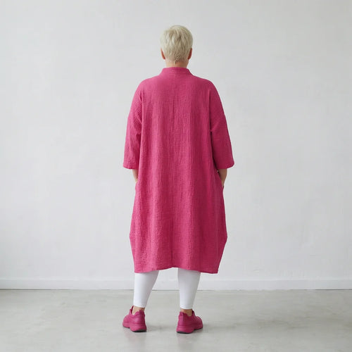 Ballon Bluse von AKH Fashion aus Baumwolle, 1573.07117, Fuchsia, Kariert, Ausgefallen