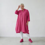 Ballon Bluse von AKH Fashion aus Baumwolle, 1573.07117, Fuchsia, Kariert, Ausgefallen
