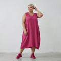  Ballonkleid von AKH Fashion aus Baumwolle, 1573.07118, Fuchsia, Kariert, Ausgefallen
