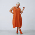  Ballonkleid von AKH Fashion aus Baumwolle, 1573.07118, Orange, Kariert, Ausgefallen