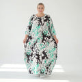  Ballonkleid von AKH Fashion aus Viskose, 1574.01926, Weiß/Schwarz/Grün, Blumen, Schick