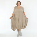 Ballonkleid von AKH Fashion aus Viskose, 1576.02288, Beige, Ausgefallen, Zeitlos, Schick