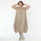 Ballonkleid von AKH Fashion aus Viskose, 1576.02288, Beige, Ausgefallen, Zeitlos, Schick