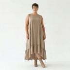 A-Form Kleid von AKH Fashion aus Viskose, 1576.07023, Beige, Ausgefallen, Zeitlos, Schick