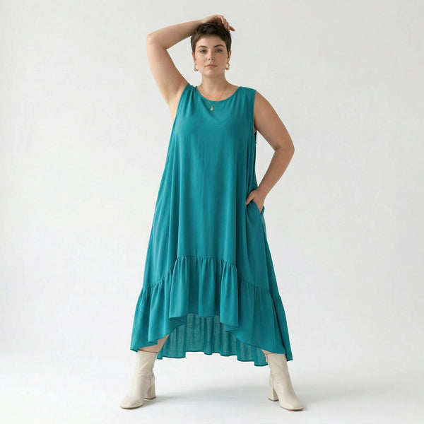 A-Form Kleid von AKH Fashion aus Viskose, 1576.07023, Petrol, Ausgefallen, Zeitlos, Schick