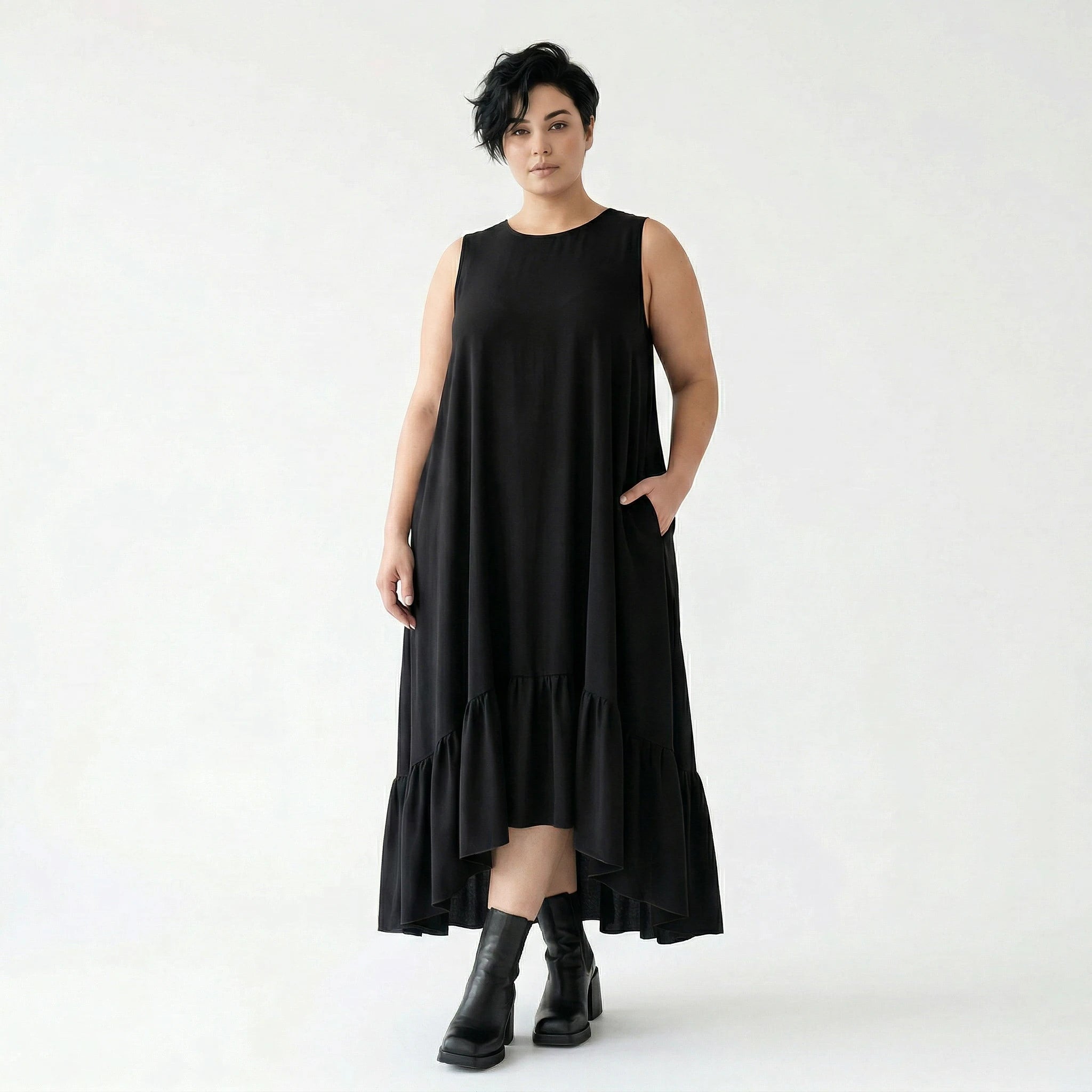 A-Form Kleid von AKH Fashion aus Viskose, 1576.07023, Schwarz, Ausgefallen, Zeitlos