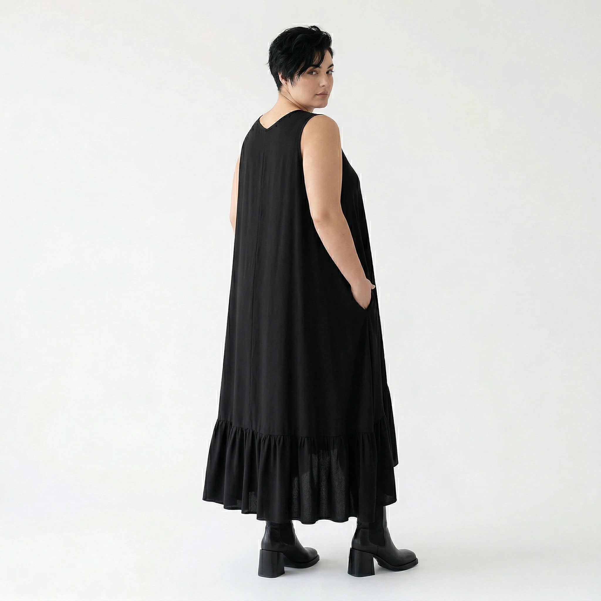 A-Form Kleid von AKH Fashion aus Viskose, 1576.07023, Schwarz, Ausgefallen, Zeitlos