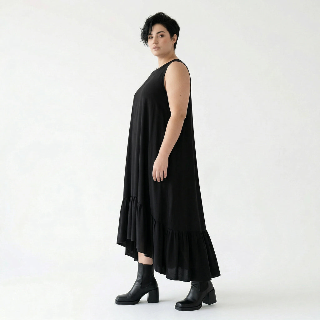 A-Form Kleid von AKH Fashion aus Viskose, 1576.07023, Schwarz, Ausgefallen, Zeitlos