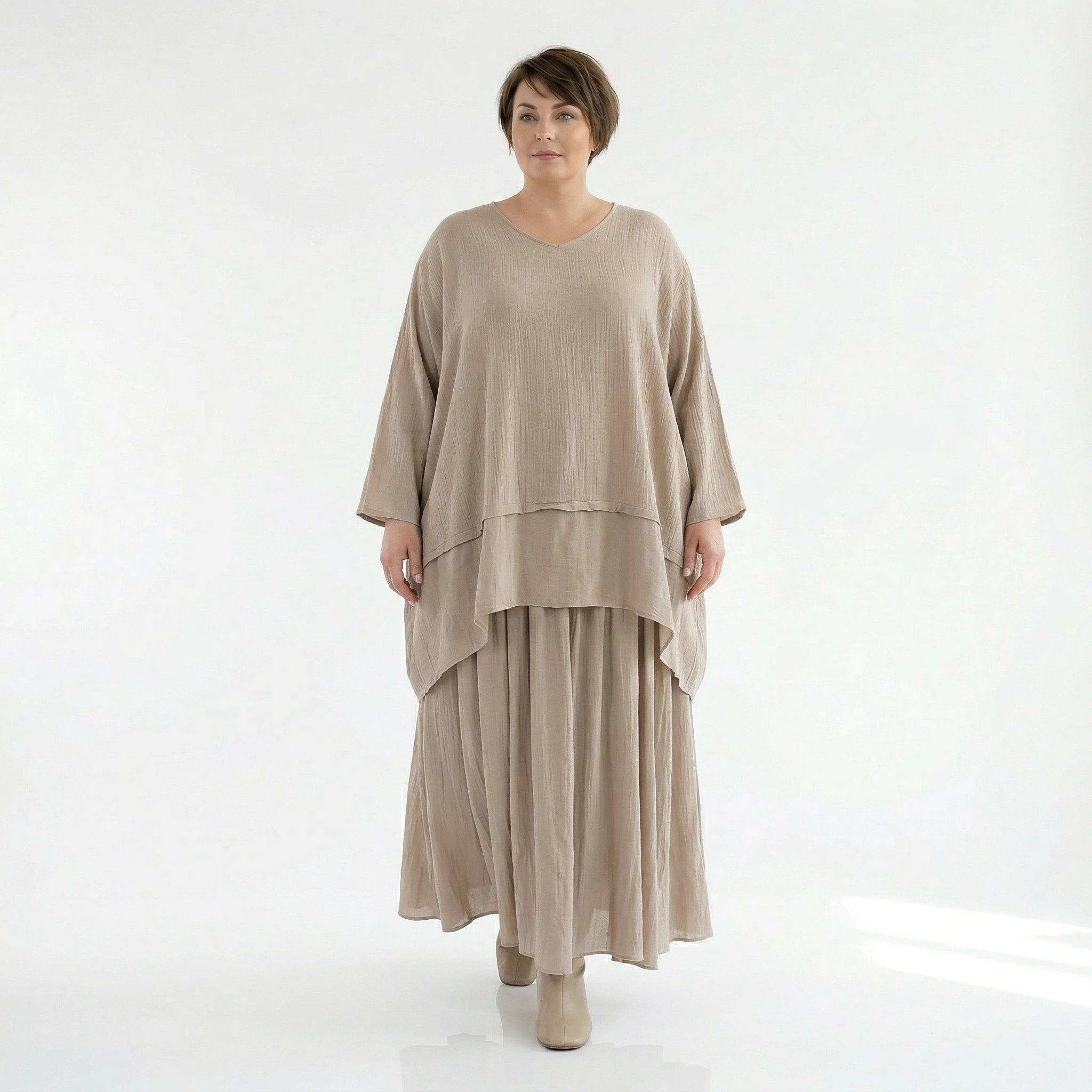 A-Form Rock von AKH Fashion aus Viskose, 1576.07186, Beige, Ausgefallen, Zeitlos, Schick