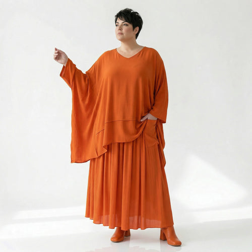 A-Form Rock von AKH Fashion aus Viskose, 1576.07186, Orange, Ausgefallen, Zeitlos, Schick