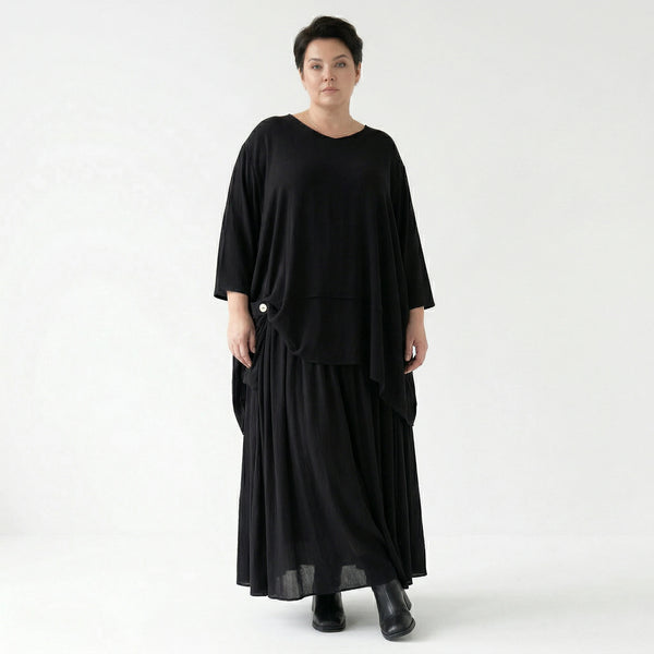A-Form Rock von AKH Fashion aus Viskose, 1576.07186, Schwarz, Ausgefallen, Zeitlos, Schick