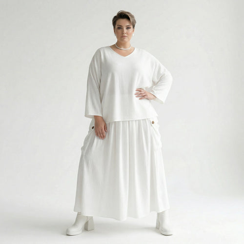 A-Form Rock von AKH Fashion aus Viskose, 1576.07186, Weiß, Ausgefallen, Zeitlos, Schick