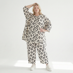  A-Form Bigshirt von AKH Fashion aus Baumwolle, 1577.07069, Ecru/Schwarz, Punkte, Ausgefallen