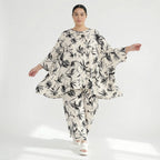 Ballonhose von AKH Fashion aus Baumwolle, 1578.07070, Ecru/Schwarz, Blumen, Ausgefallen