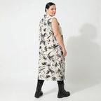 Ballonkleid von AKH Fashion aus Baumwolle, 1578.07072, Ecru/Schwarz, Blumen, Ausgefallen