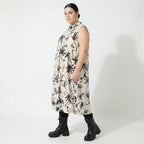 Ballonkleid von AKH Fashion aus Baumwolle, 1578.07072, Ecru/Schwarz, Blumen, Ausgefallen