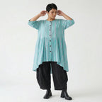 Stilvolle Oversize Bluse im ausgefallenen Lagenlook aus Baumwolle Viskose luftig und leicht, Grün/Flieder