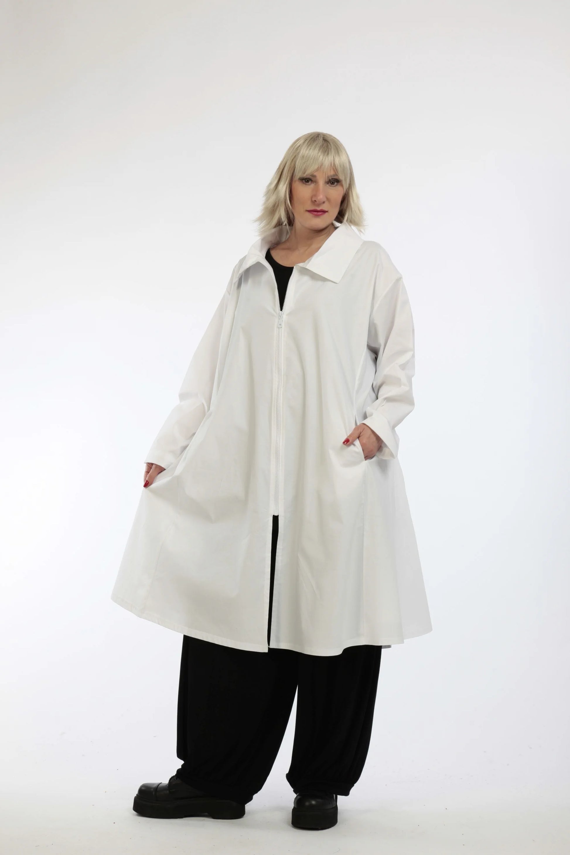  Bluse von AKH Fashion aus Baumwolle in gerader Form, 1223.06606, Weiß, Unifarben, Schick