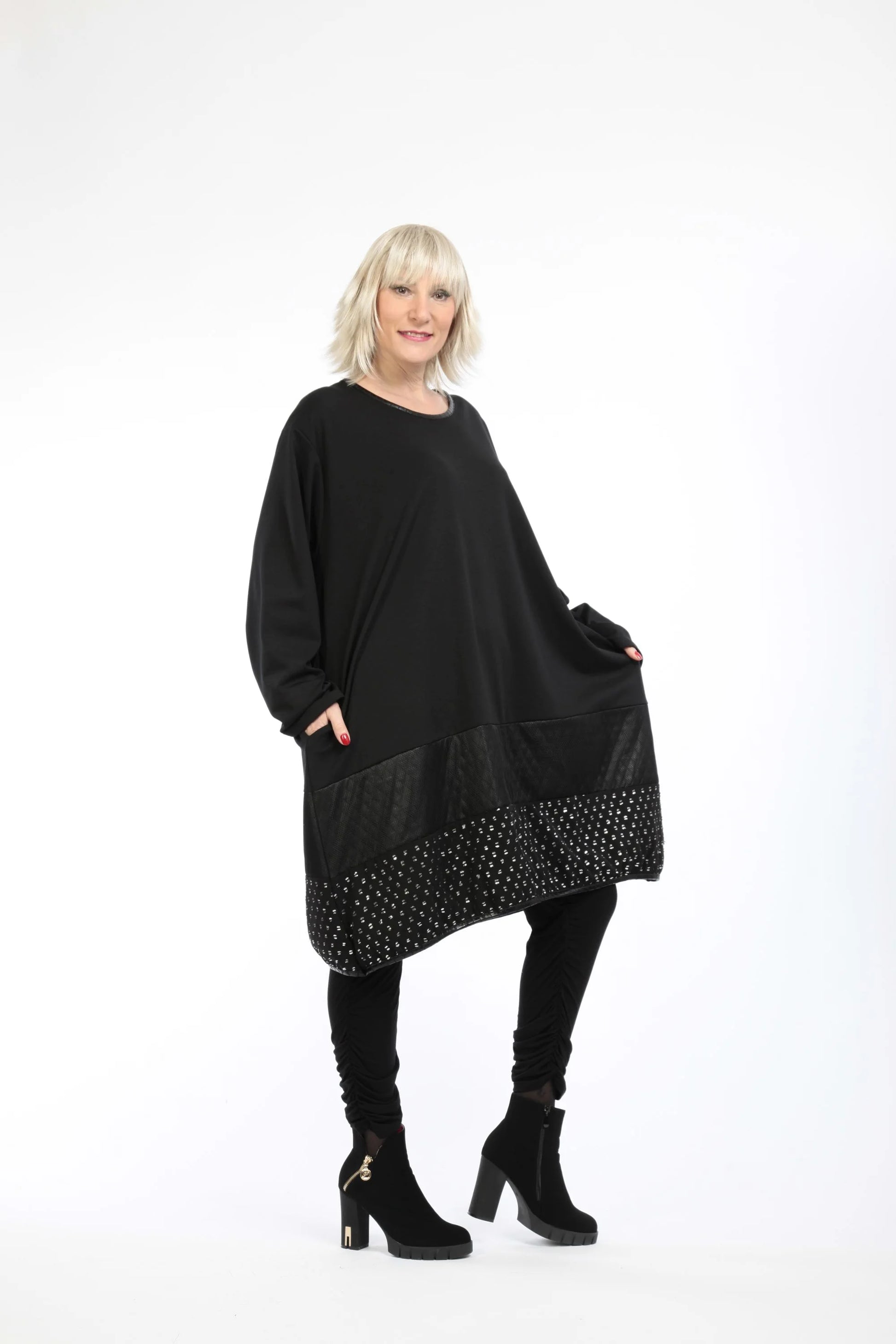  Bigshirt von AKH Fashion aus Viskose in gerader Form, 1224.06890, Schwarz, Unifarben, Schick