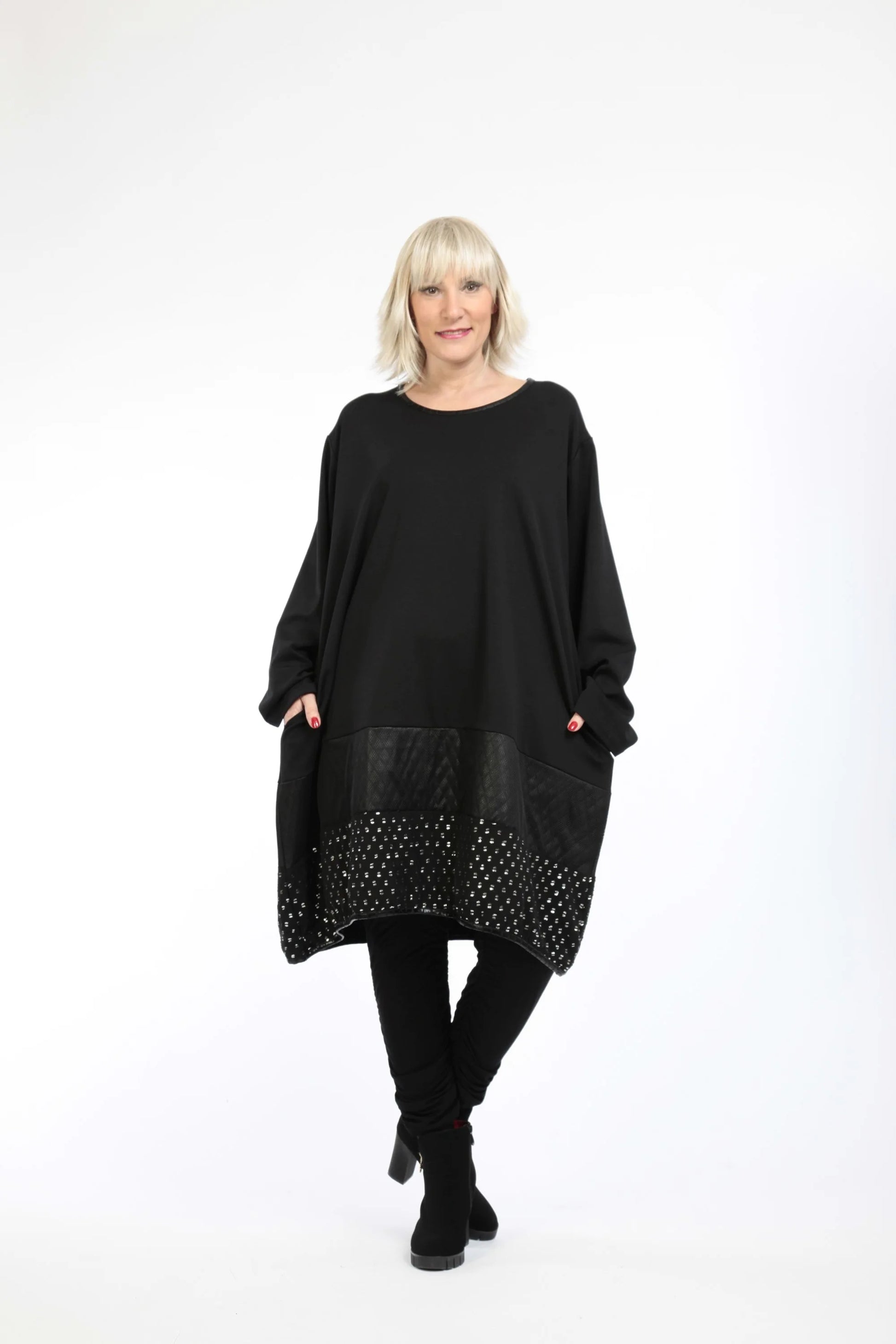  Bigshirt von AKH Fashion aus Viskose in gerader Form, 1224.06890, Schwarz, Unifarben, Schick