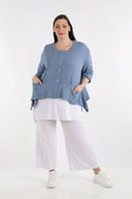  A-Form Jacke von AKH Fashion aus Baumwolle, 1110.00118, Jeansblau, Schick, Modern, Bequem
