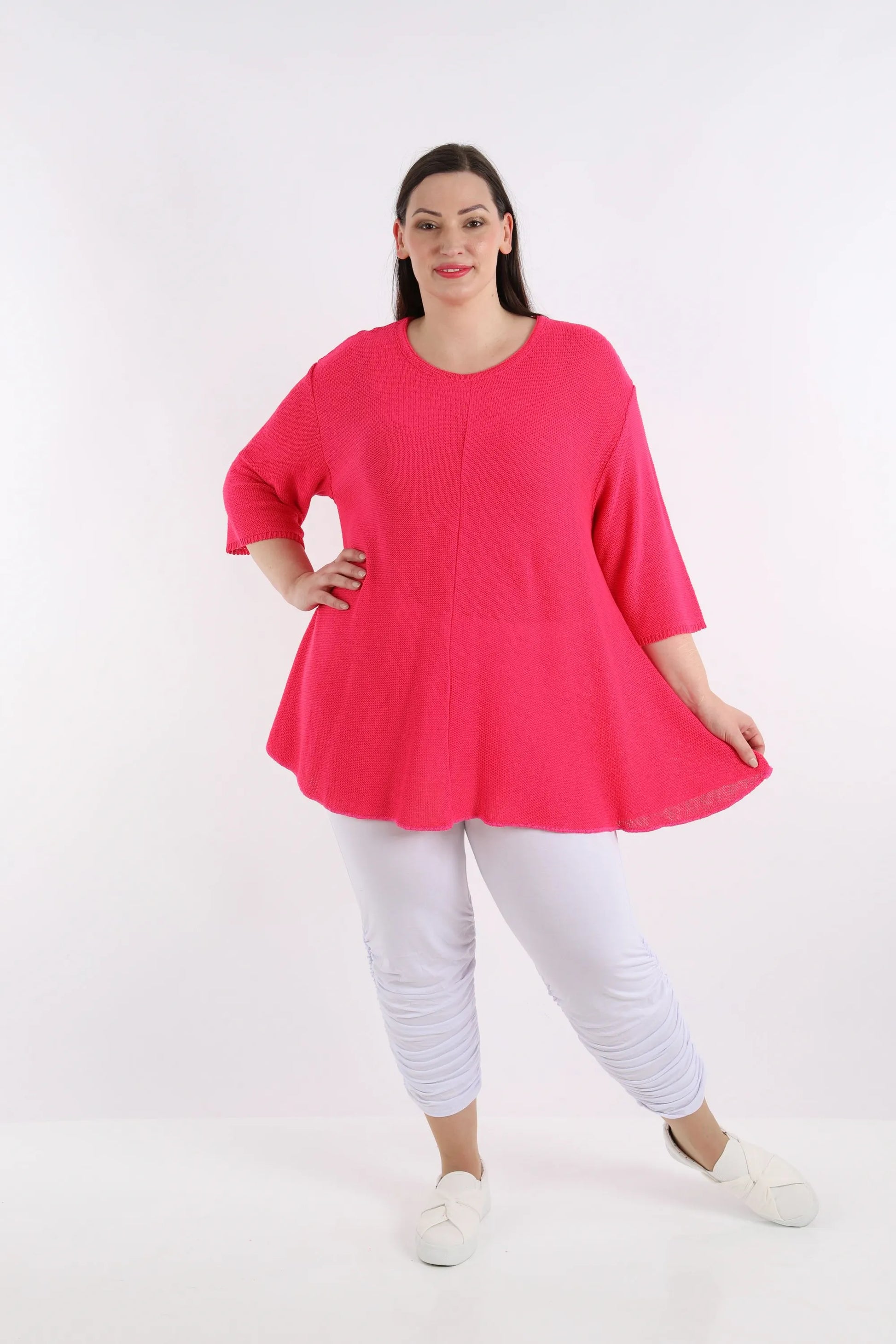  Shirt von AKH Fashion aus Baumwolle in Glocken-Form, 1110.01892, Fuchsia, Schick, Modern