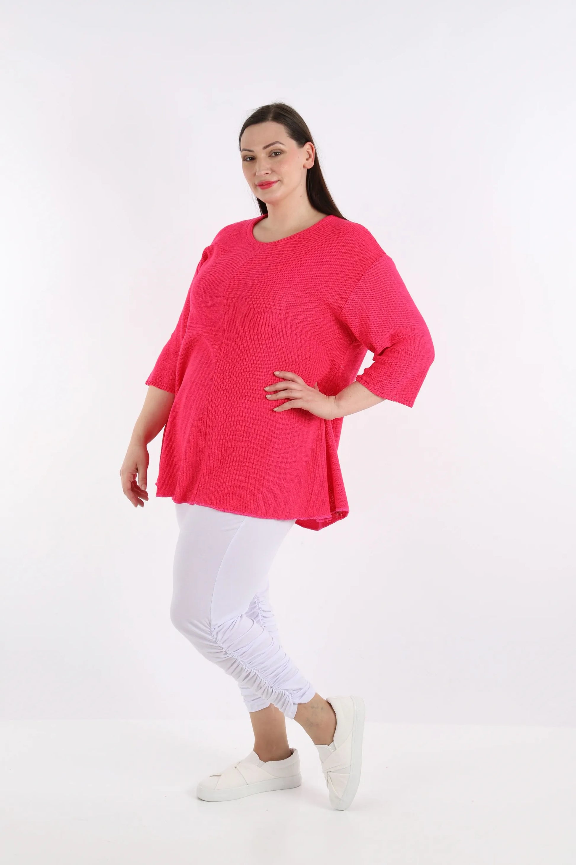  Shirt von AKH Fashion aus Baumwolle in Glocken-Form, 1110.01892, Fuchsia, Schick, Modern