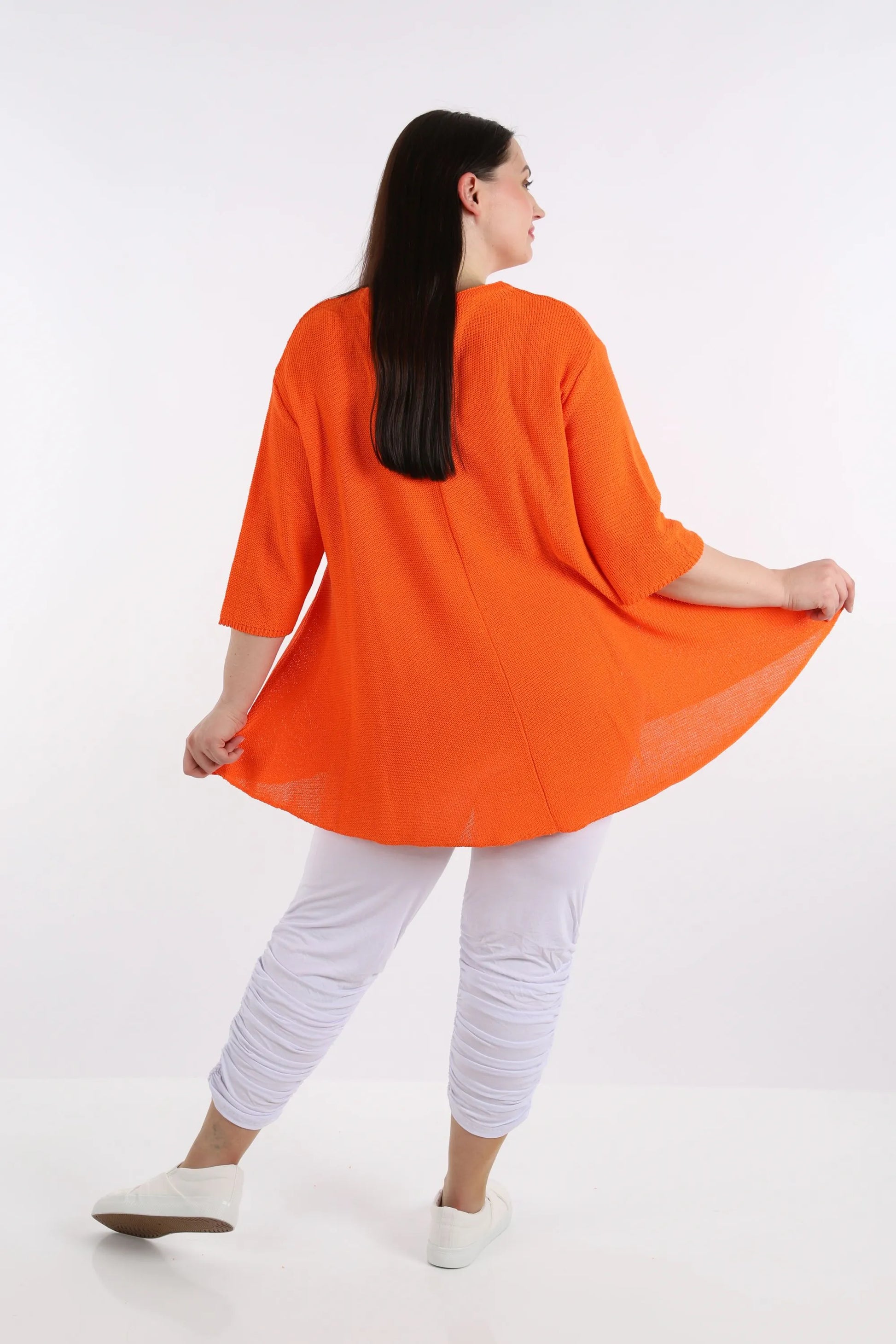  Glocken-Form Shirt in leuchtendem Orange aus leichter Baumwolle für lässigen Lagenlook