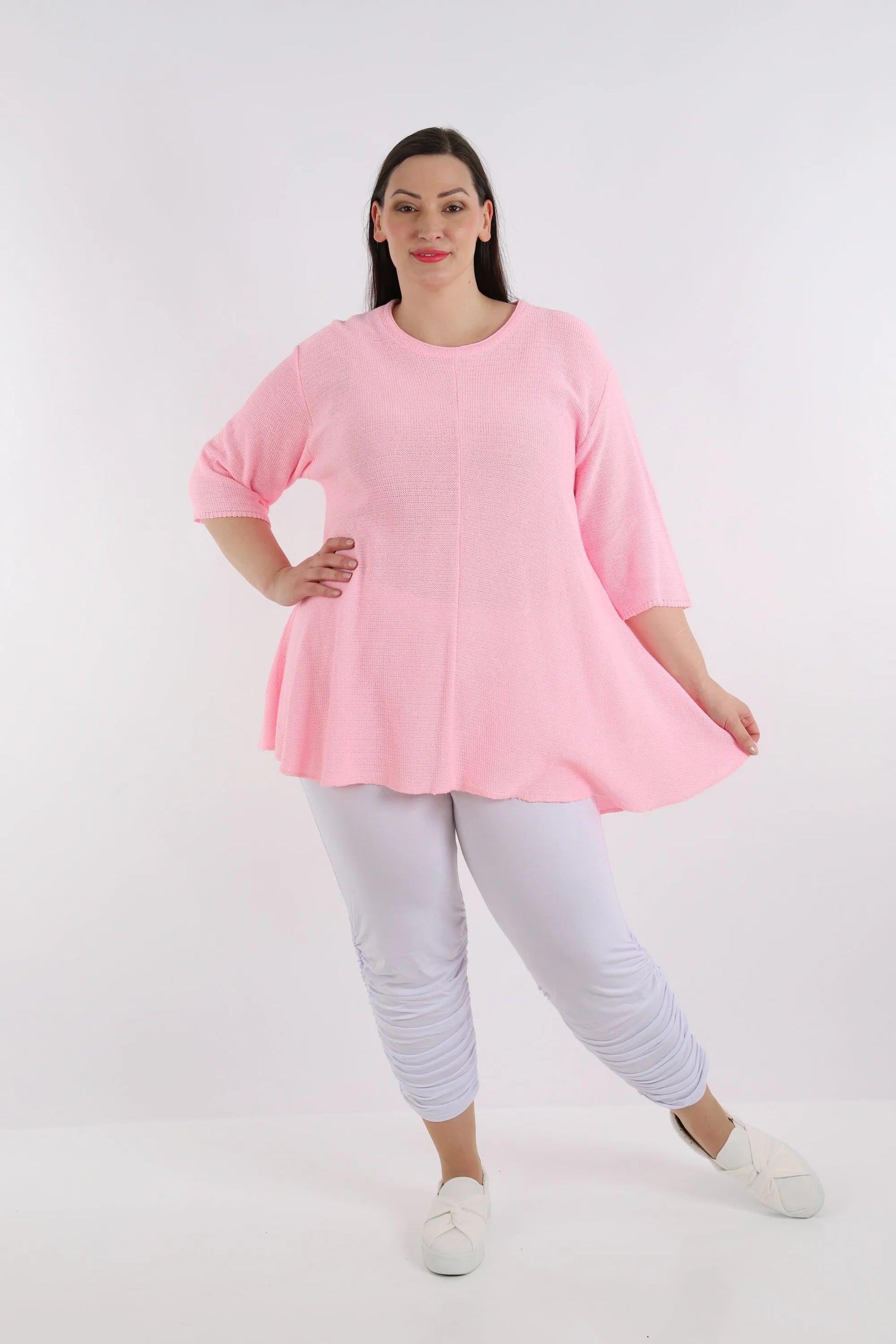  Shirt von AKH Fashion aus Baumwolle in Glocken-Form, 1110.01892, Rosa, Unifarben, Schick